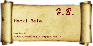 Heckl Béla névjegykártya
